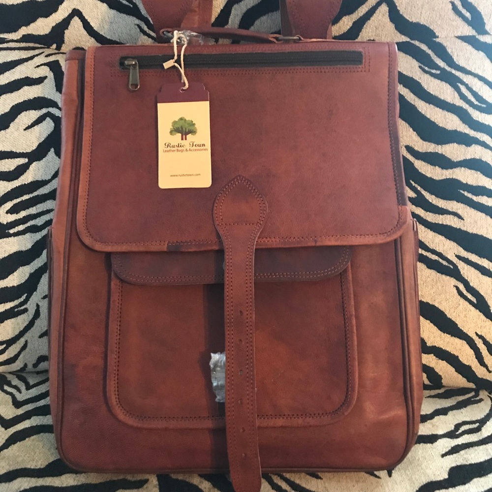 Rustic Town Genuine Leather Backpack - Picture 7 of 8